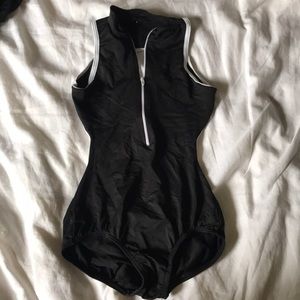 Open back, zip front leotard